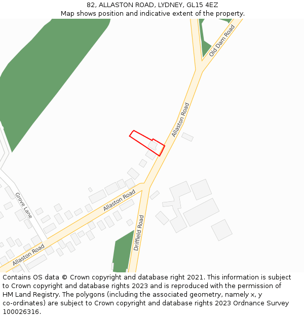 82, ALLASTON ROAD, LYDNEY, GL15 4EZ: Location map and indicative extent of plot