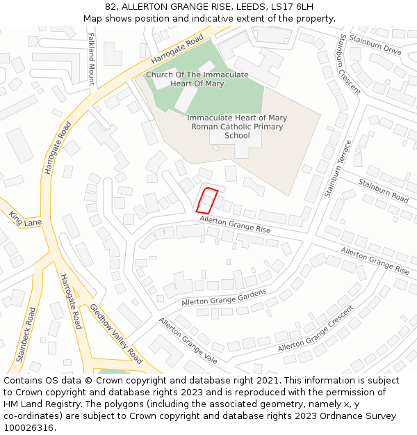 82, ALLERTON GRANGE RISE, LEEDS, LS17 6LH: Location map and indicative extent of plot