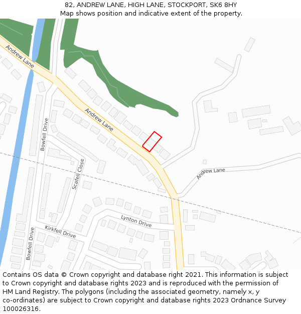 82, ANDREW LANE, HIGH LANE, STOCKPORT, SK6 8HY: Location map and indicative extent of plot