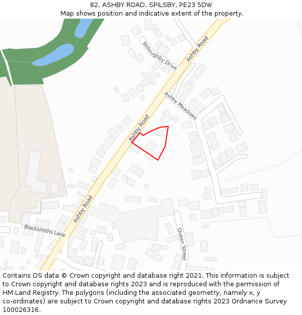 82, ASHBY ROAD, SPILSBY, PE23 5DW: Location map and indicative extent of plot