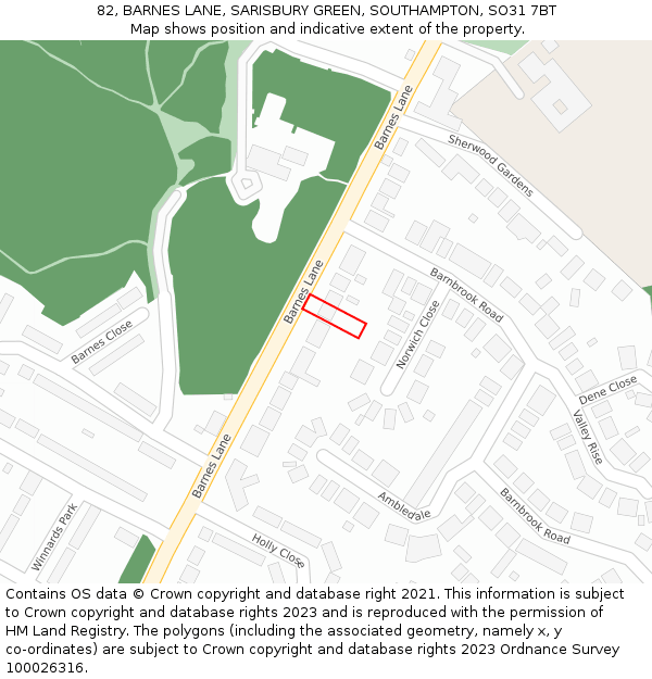 82, BARNES LANE, SARISBURY GREEN, SOUTHAMPTON, SO31 7BT: Location map and indicative extent of plot