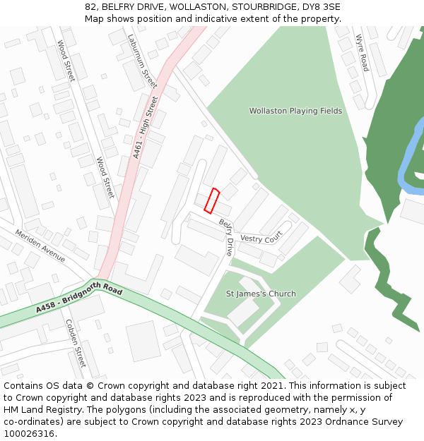 82, BELFRY DRIVE, WOLLASTON, STOURBRIDGE, DY8 3SE: Location map and indicative extent of plot