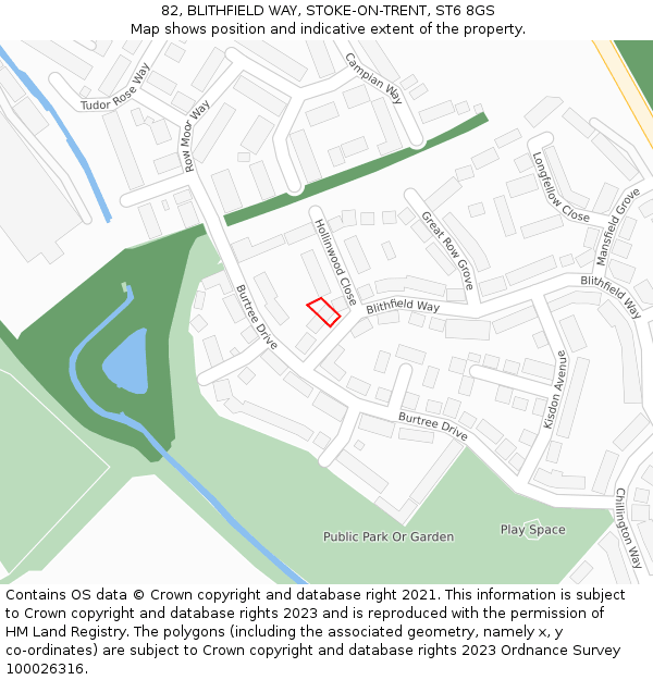 82, BLITHFIELD WAY, STOKE-ON-TRENT, ST6 8GS: Location map and indicative extent of plot