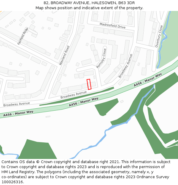 82, BROADWAY AVENUE, HALESOWEN, B63 3DR: Location map and indicative extent of plot