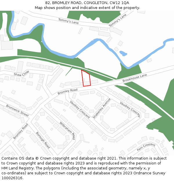 82, BROMLEY ROAD, CONGLETON, CW12 1QA: Location map and indicative extent of plot