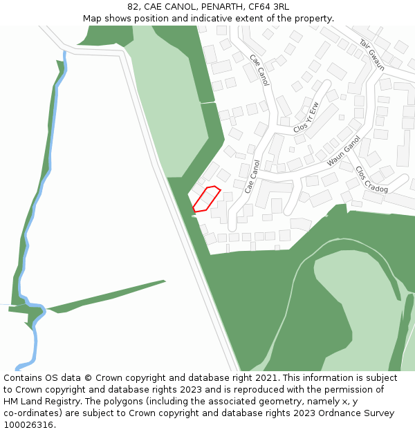 82, CAE CANOL, PENARTH, CF64 3RL: Location map and indicative extent of plot
