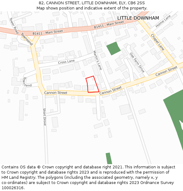 82, CANNON STREET, LITTLE DOWNHAM, ELY, CB6 2SS: Location map and indicative extent of plot