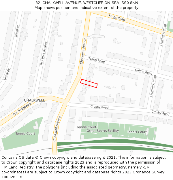 82, CHALKWELL AVENUE, WESTCLIFF-ON-SEA, SS0 8NN: Location map and indicative extent of plot