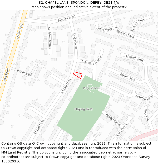 82, CHAPEL LANE, SPONDON, DERBY, DE21 7JW: Location map and indicative extent of plot