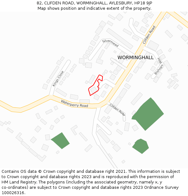 82, CLIFDEN ROAD, WORMINGHALL, AYLESBURY, HP18 9JP: Location map and indicative extent of plot