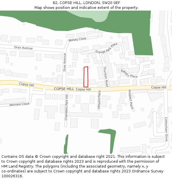 82, COPSE HILL, LONDON, SW20 0EF: Location map and indicative extent of plot