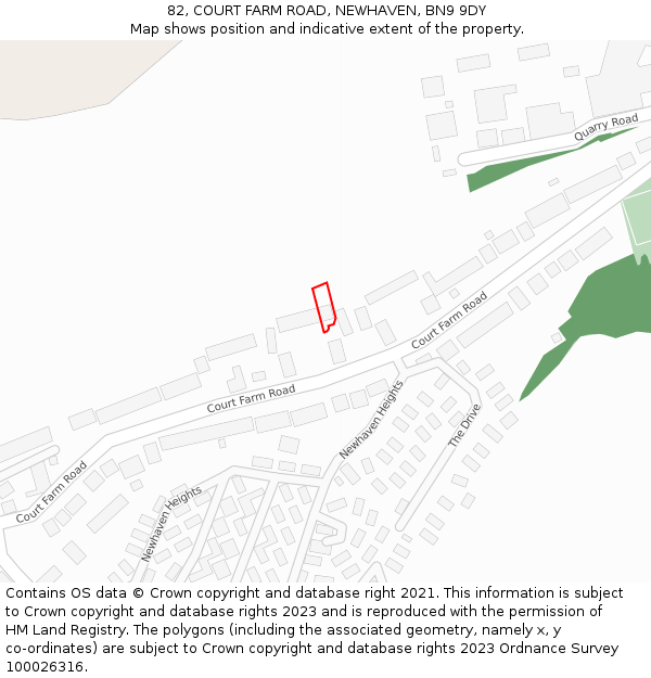 82, COURT FARM ROAD, NEWHAVEN, BN9 9DY: Location map and indicative extent of plot