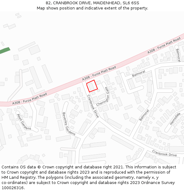 82, CRANBROOK DRIVE, MAIDENHEAD, SL6 6SS: Location map and indicative extent of plot