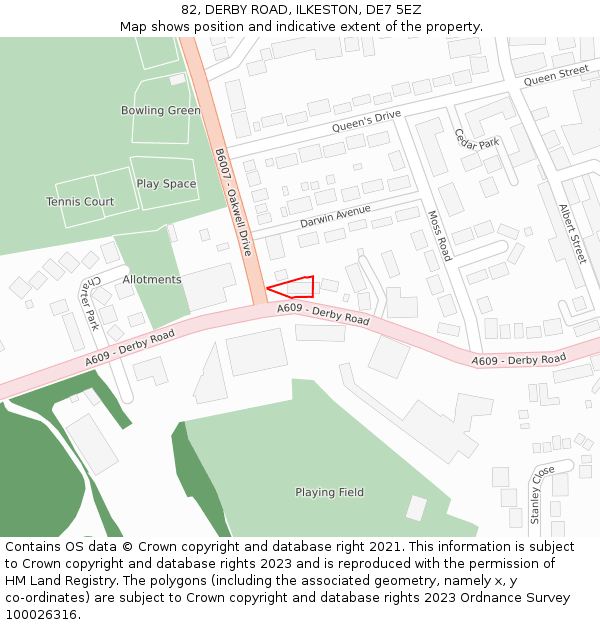 82, DERBY ROAD, ILKESTON, DE7 5EZ: Location map and indicative extent of plot