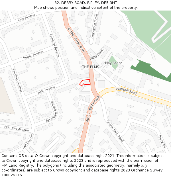 82, DERBY ROAD, RIPLEY, DE5 3HT: Location map and indicative extent of plot