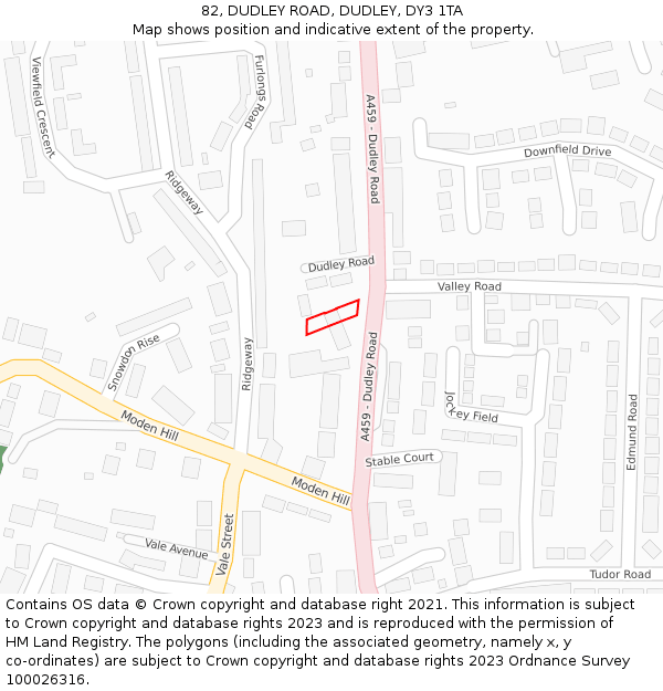 82, DUDLEY ROAD, DUDLEY, DY3 1TA: Location map and indicative extent of plot