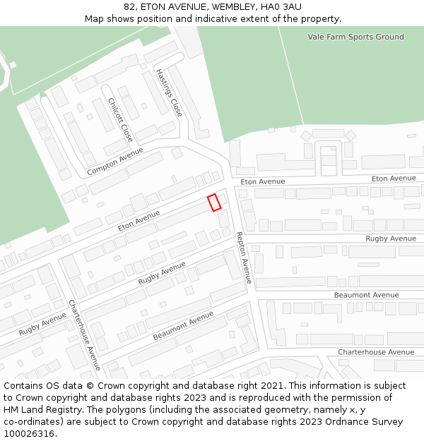 82, ETON AVENUE, WEMBLEY, HA0 3AU: Location map and indicative extent of plot