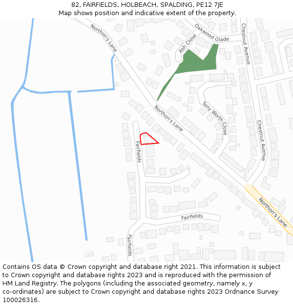 82, FAIRFIELDS, HOLBEACH, SPALDING, PE12 7JE: Location map and indicative extent of plot