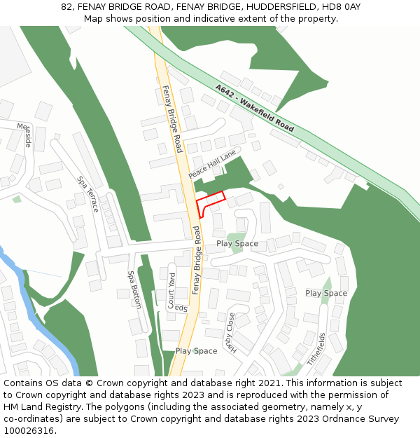 82, FENAY BRIDGE ROAD, FENAY BRIDGE, HUDDERSFIELD, HD8 0AY: Location map and indicative extent of plot