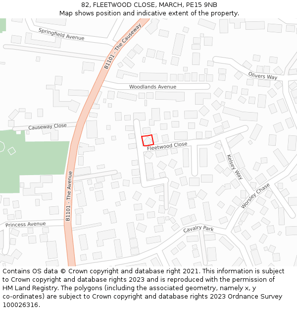 82, FLEETWOOD CLOSE, MARCH, PE15 9NB: Location map and indicative extent of plot