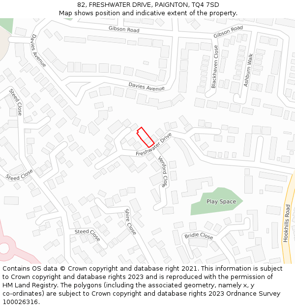 82, FRESHWATER DRIVE, PAIGNTON, TQ4 7SD: Location map and indicative extent of plot