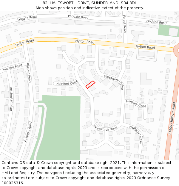 82, HALESWORTH DRIVE, SUNDERLAND, SR4 8DL: Location map and indicative extent of plot