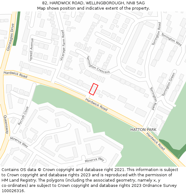 82, HARDWICK ROAD, WELLINGBOROUGH, NN8 5AG: Location map and indicative extent of plot