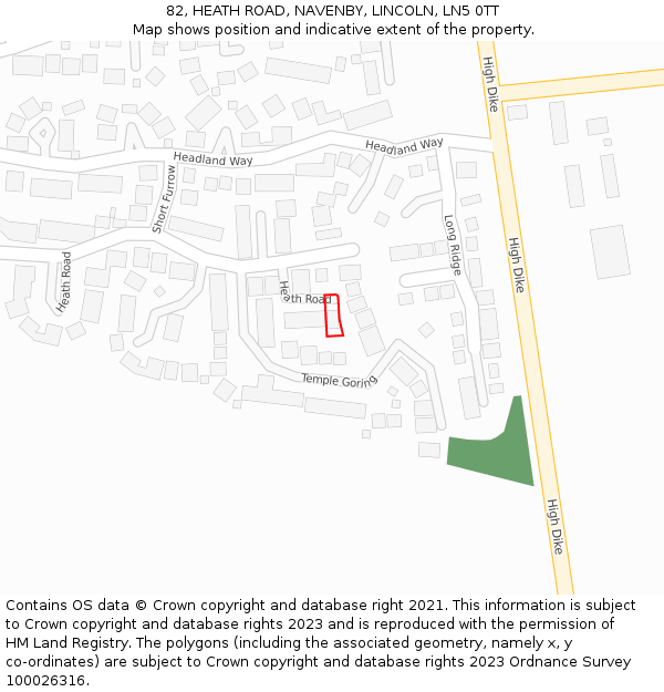 82, HEATH ROAD, NAVENBY, LINCOLN, LN5 0TT: Location map and indicative extent of plot