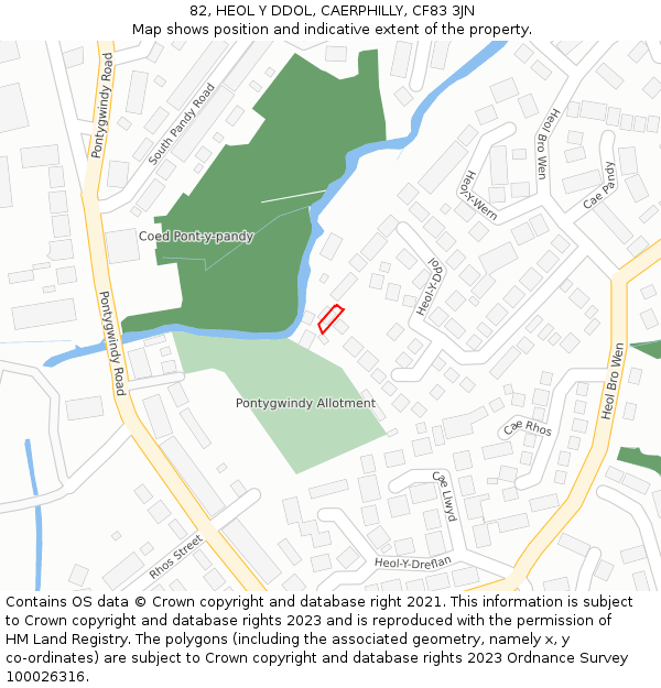 82, HEOL Y DDOL, CAERPHILLY, CF83 3JN: Location map and indicative extent of plot