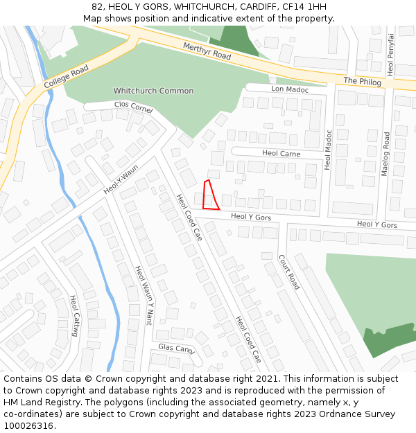 82, HEOL Y GORS, WHITCHURCH, CARDIFF, CF14 1HH: Location map and indicative extent of plot