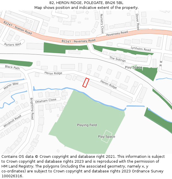 82, HERON RIDGE, POLEGATE, BN26 5BL: Location map and indicative extent of plot