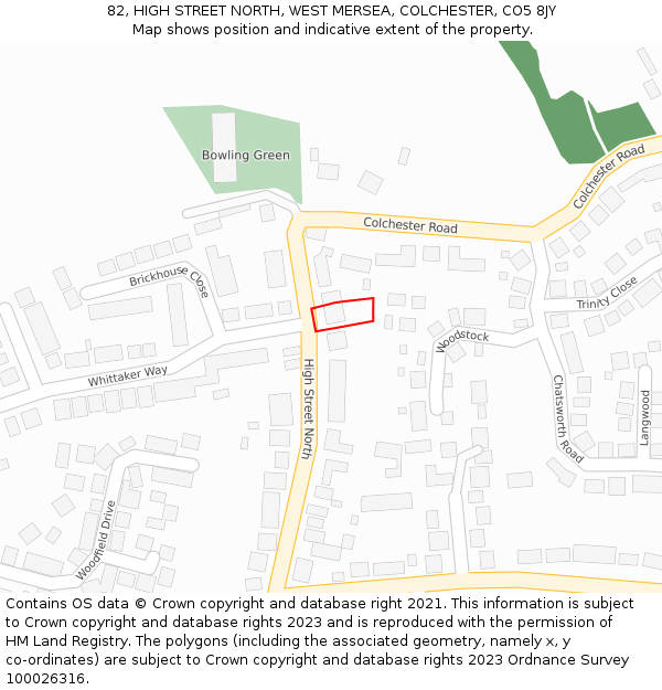 82, HIGH STREET NORTH, WEST MERSEA, COLCHESTER, CO5 8JY: Location map and indicative extent of plot