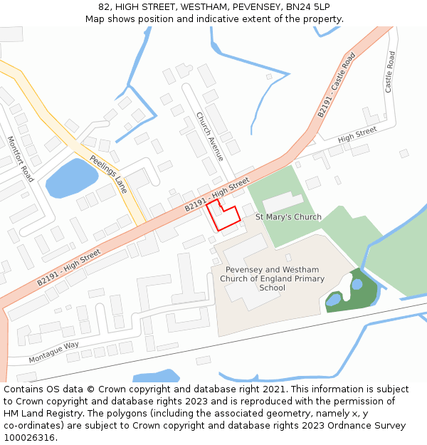 82, HIGH STREET, WESTHAM, PEVENSEY, BN24 5LP: Location map and indicative extent of plot