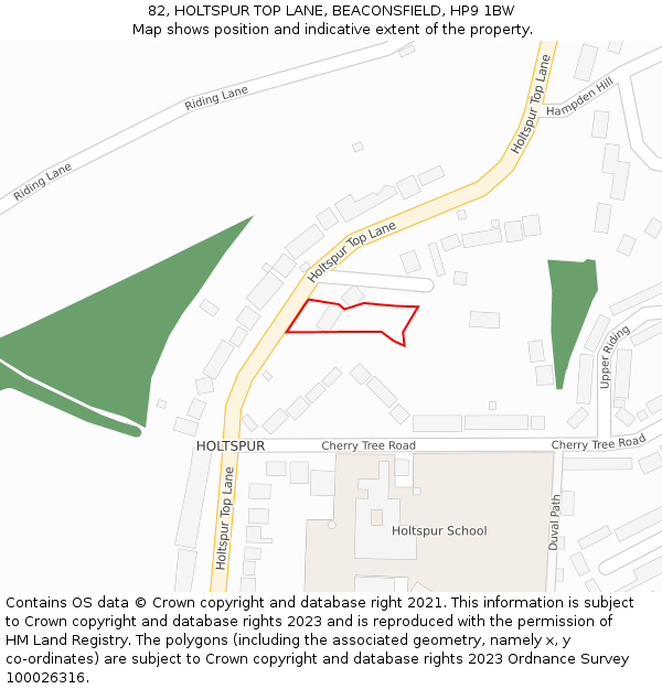 82, HOLTSPUR TOP LANE, BEACONSFIELD, HP9 1BW: Location map and indicative extent of plot