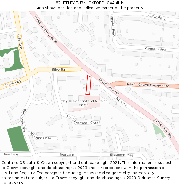 82, IFFLEY TURN, OXFORD, OX4 4HN: Location map and indicative extent of plot