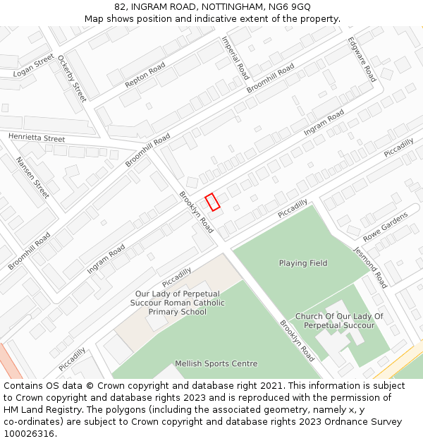 82, INGRAM ROAD, NOTTINGHAM, NG6 9GQ: Location map and indicative extent of plot