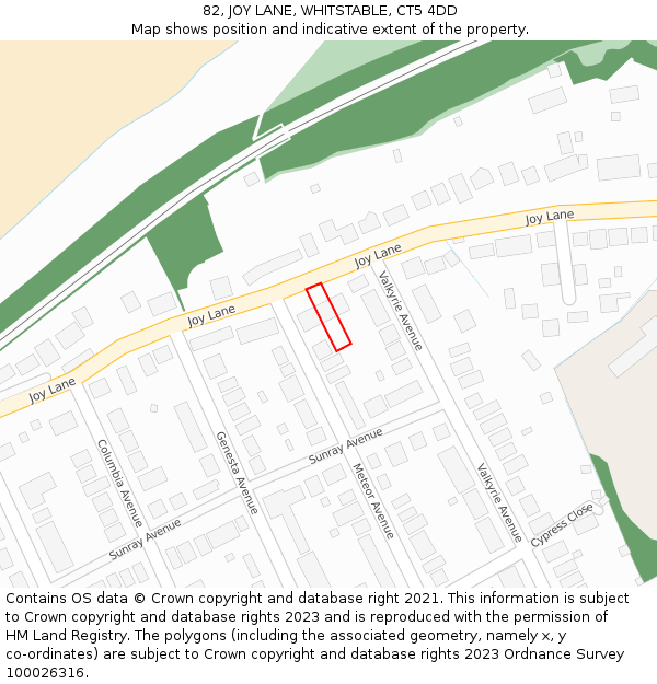 82, JOY LANE, WHITSTABLE, CT5 4DD: Location map and indicative extent of plot