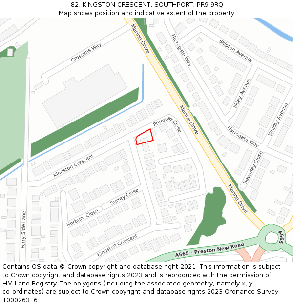 82, KINGSTON CRESCENT, SOUTHPORT, PR9 9RQ: Location map and indicative extent of plot