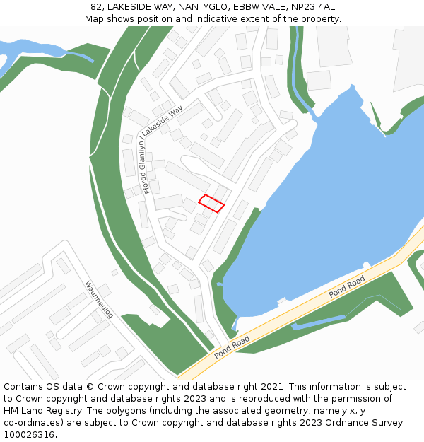 82, LAKESIDE WAY, NANTYGLO, EBBW VALE, NP23 4AL: Location map and indicative extent of plot