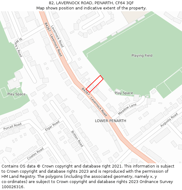 82, LAVERNOCK ROAD, PENARTH, CF64 3QF: Location map and indicative extent of plot