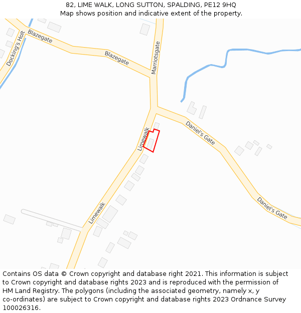 82, LIME WALK, LONG SUTTON, SPALDING, PE12 9HQ: Location map and indicative extent of plot