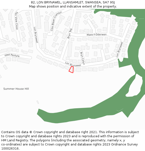 82, LON BRYNAWEL, LLANSAMLET, SWANSEA, SA7 9SJ: Location map and indicative extent of plot