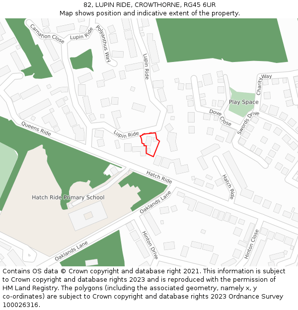 82, LUPIN RIDE, CROWTHORNE, RG45 6UR: Location map and indicative extent of plot