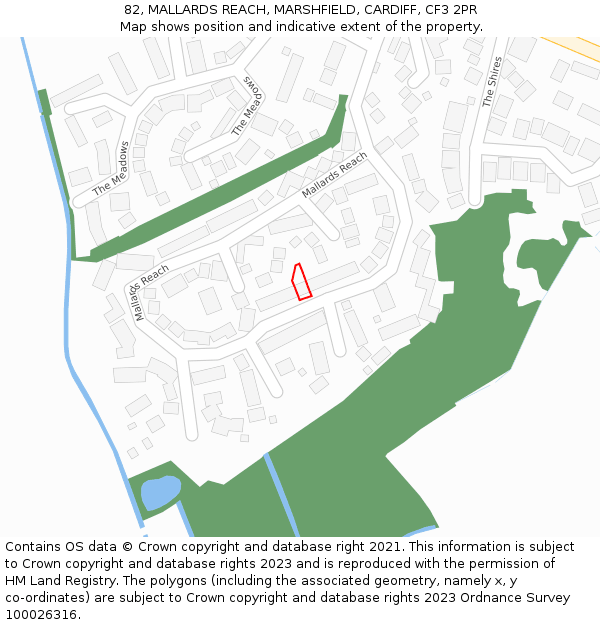 82, MALLARDS REACH, MARSHFIELD, CARDIFF, CF3 2PR: Location map and indicative extent of plot