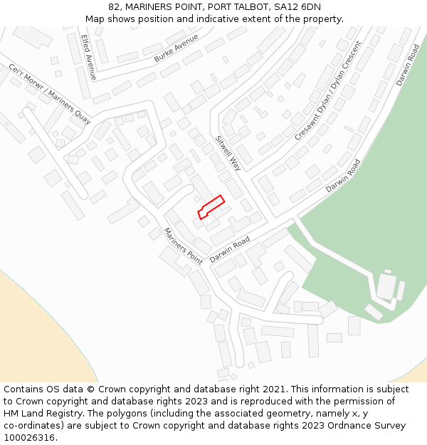 82, MARINERS POINT, PORT TALBOT, SA12 6DN: Location map and indicative extent of plot