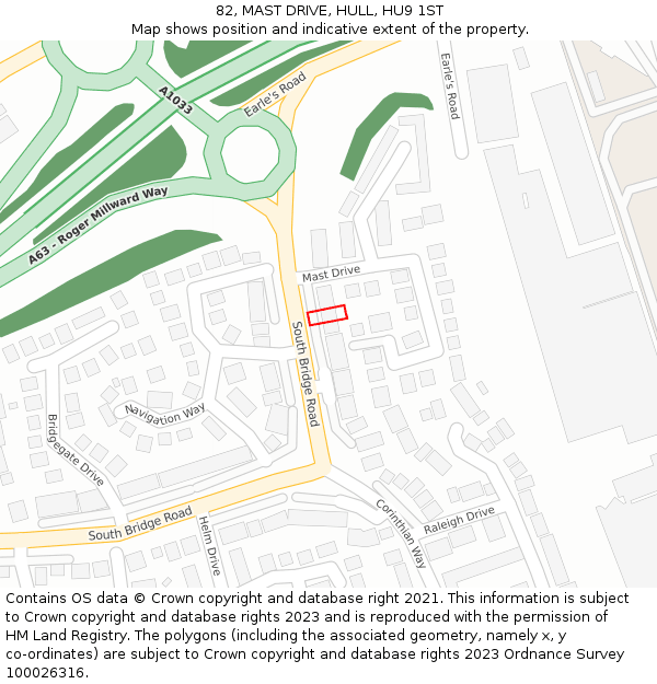 82, MAST DRIVE, HULL, HU9 1ST: Location map and indicative extent of plot