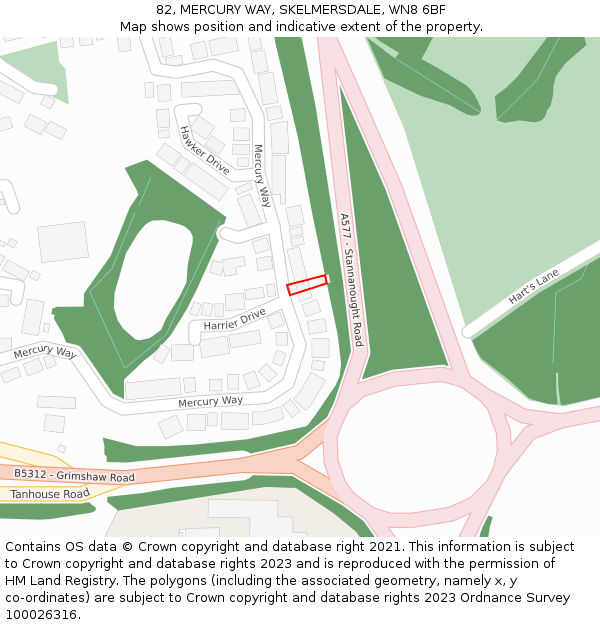 82, MERCURY WAY, SKELMERSDALE, WN8 6BF: Location map and indicative extent of plot