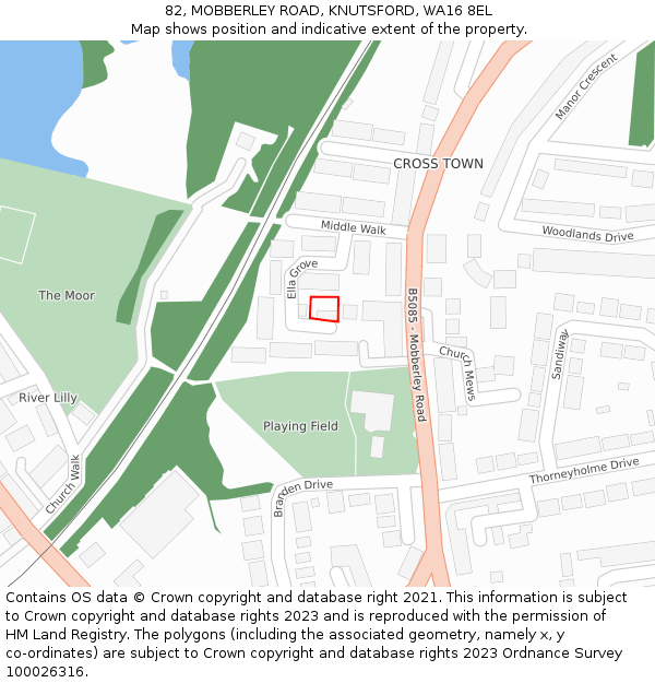 82, MOBBERLEY ROAD, KNUTSFORD, WA16 8EL: Location map and indicative extent of plot