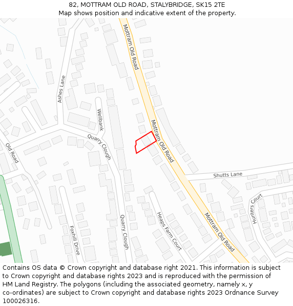 82, MOTTRAM OLD ROAD, STALYBRIDGE, SK15 2TE: Location map and indicative extent of plot