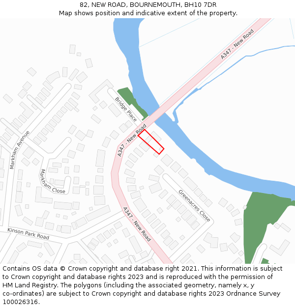 82, NEW ROAD, BOURNEMOUTH, BH10 7DR: Location map and indicative extent of plot